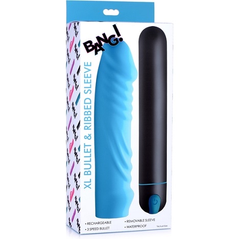 BANG XL BULLET & RIBBED SILICONE SLEEVE - Azul