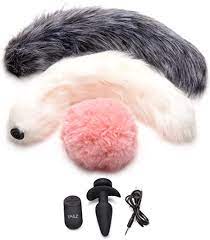 TAILZ SNAP-ON VIBRATING SILICONE ANAL PLUG & 3 TAILS W/REMOTE CONTROL