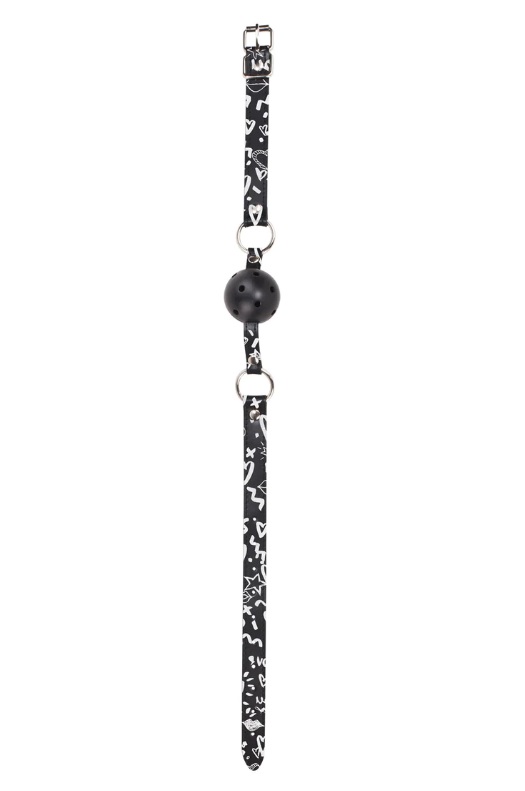 Ouch! BREATHEABLE BALL GAG with printed leather straps