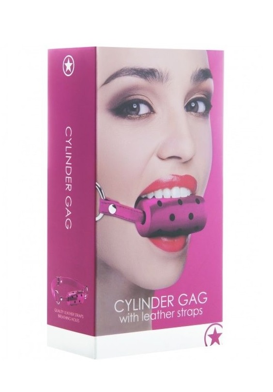Ouch! CYLINDER GAG with leather straps - Rosa