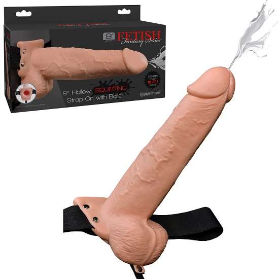 FFS 9" Hollow SQUIRTING Strap-On with Balls