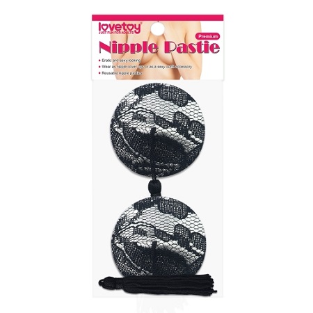 Nipple Pastie Black Lace Round Tassel Reusable