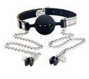 BONDAGE FETISH Breathable ball gag with nipple clamps