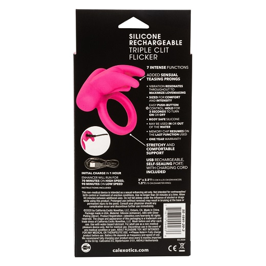 CALEXOTICS SILICONE RECHARGEABLE TRIPLE CLIT FLICKER