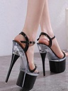 Zapatillas de segunda plataforma con diseño de diamante de imitación con tira tobillera