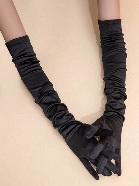 Guantes Largos de Saten - Negro