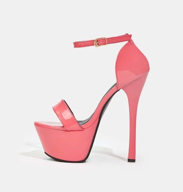 Zapatillas Rosas de segunda plataforma con tacón delgado y tobillera