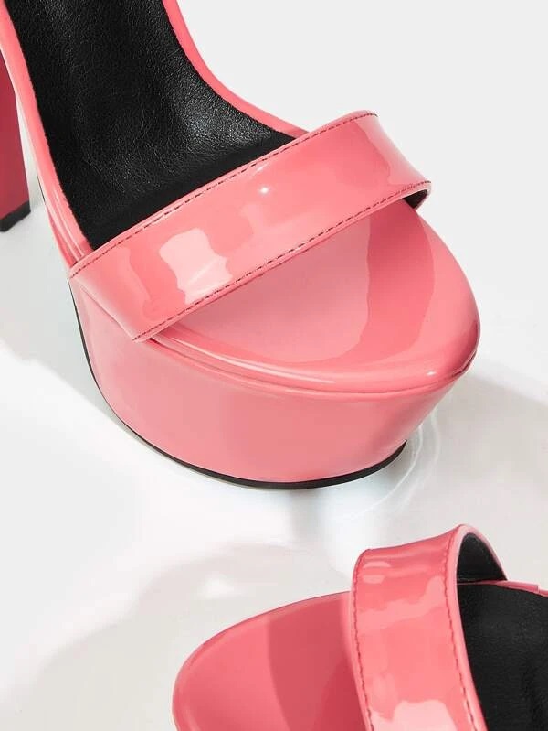Zapatillas Rosas de segunda plataforma con tacón delgado y tobillera