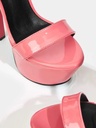 Zapatillas Rosas de segunda plataforma con tacón delgado y tobillera