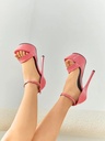 Zapatillas Rosas de segunda plataforma con tacón delgado y tobillera