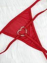 Tanga Roja de malla con diamante de imitación vinculado con aro de corazón