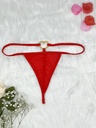Tanga Roja de malla con diamante de imitación vinculado con aro de corazón