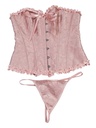 Corsé Rosa Viejo con ojal con cordón jacquard ribete fruncido