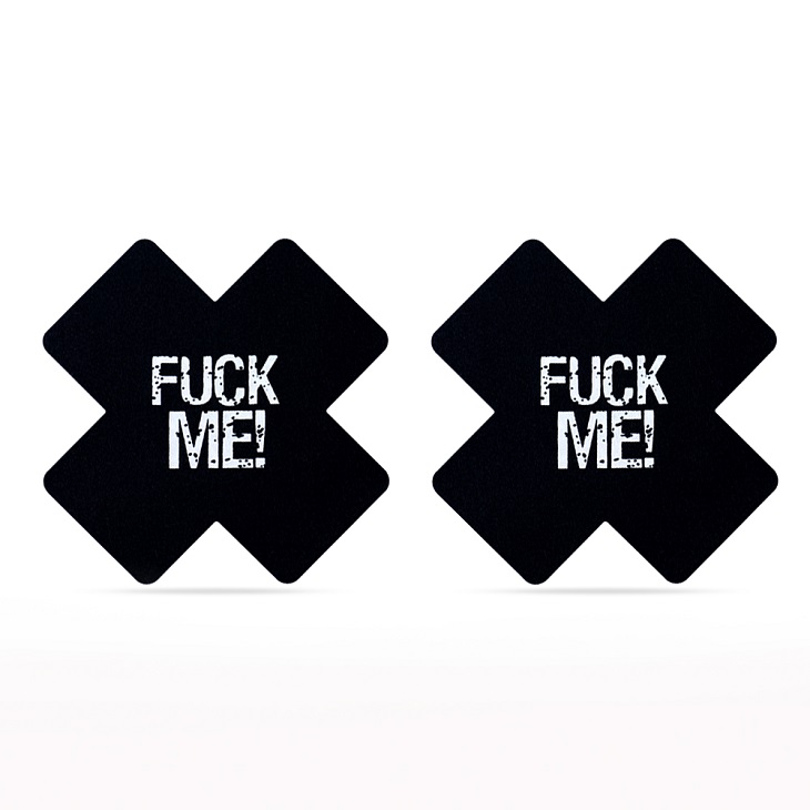 FUCK ME Cross Pattern Nipple Pasties
