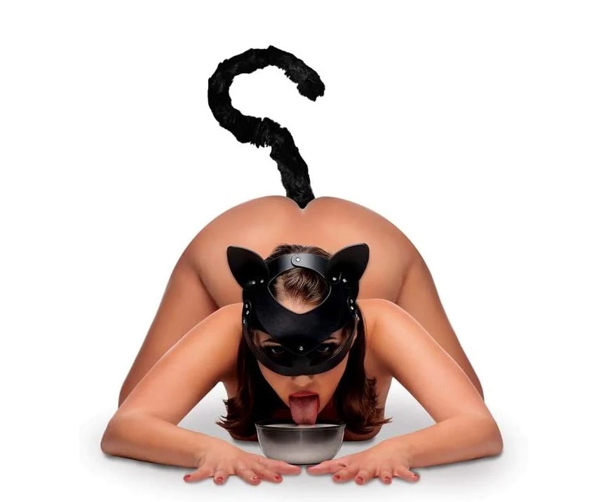 TAILZ - BLACK CAT TAIL ANAL PLUG & MASK SET