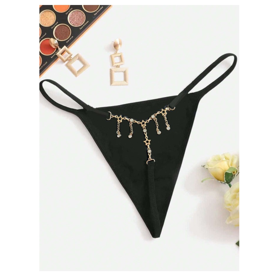 Tanga Cadena Estrella - Negro - Mediano