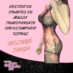 Vestido de Tirantes de Malla transparente con estampado floral