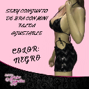 Coordinado de bra con mini falda ajustable con gamuza y estampado de circulos plateados