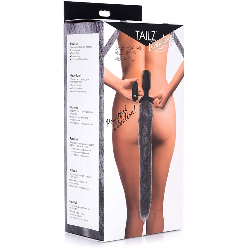 TAILZ GREY FOX TAIL ANAL PLUG VIBRATING
