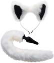 TAILZ WHITE WOLF TAIL ANAL PLUG & EARS SET