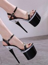 Zapatillas de segunda plataforma con diseño de diamante de imitación con tira tobillera