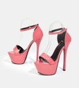 Zapatillas Rosas de segunda plataforma con tacón delgado y tobillera
