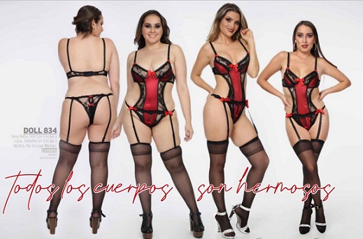 PantyLuk Baby Doll #834 Corset Body Negro/Rojo