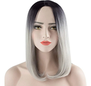 Peluca Corta Negro Degradado Gris