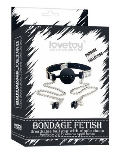 [LV761007] BONDAGE FETISH Breathable ball gag with nipple clamps