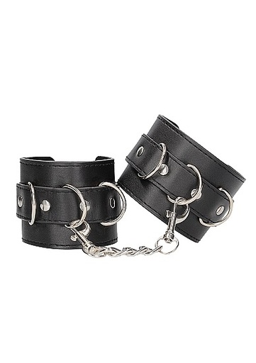 [OU660BLK] Ouch! Bonded Leather Hand or Ankle Cuffs with Adjustables Straps