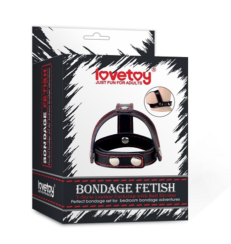 [LV761005] BONDAGE FETISH LEATHER COCKRING WITH BALL DIVIDER