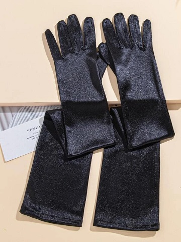 Guantes Largos de Saten - Negro