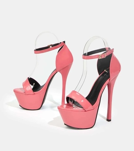 Zapatillas Rosas de segunda plataforma con tacón delgado y tobillera