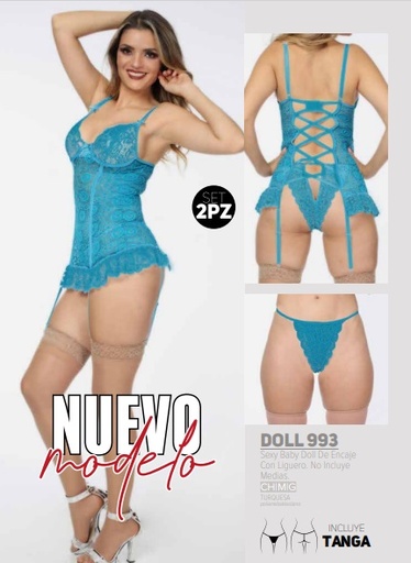 PantyLuk Baby Doll #993 Encaje Turquesa