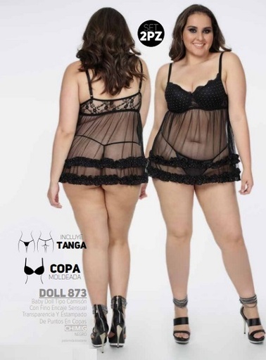 PantyLuk Baby Doll #873 Negro/Puntos