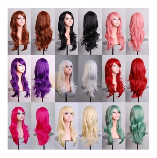 Peluca Cosplay Cabello Sintética Larga Ondulada