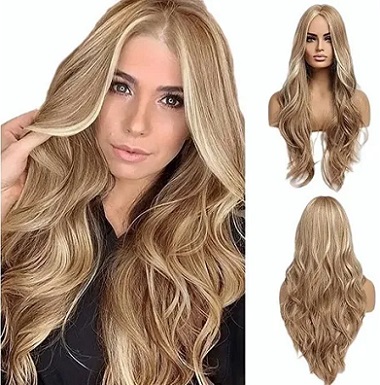 [SBMBML0012] Peluca Larga Rubia Ondulada