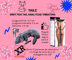 [AG187] TAILZ GREY FOX TAIL ANAL PLUG VIBRATING