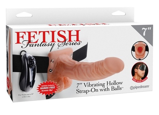 [PD3376-21] FETISH Fantasy Series 7" Vibrating Hollow Strap-On with Balls