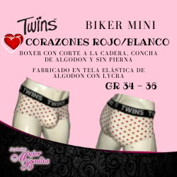 BIKER MINI CORAZONES ROJO-BLANCO - TWINS