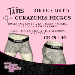 BIKER CORTO CORAZONES NEGROS - TWINS