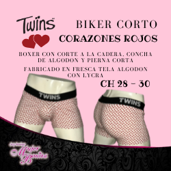 BIKER CORTO CORAZONES ROJOS - TWINS