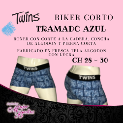 BIKER CORTO TRAMADO AZUL - TWINS