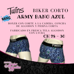 BIKER CORTO ARMY BANG AZUL - TWINS