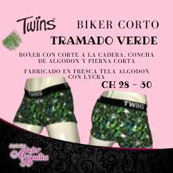 BIKER CORTO TRAMADO VERDE - TWINS