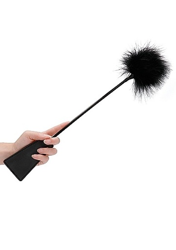 [OU391BLK] Ouch! Crop With Feather Black