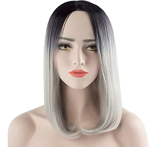 [JFHS61501] Peluca Corta Negro Degradado Gris