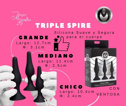 [AG376] MASTER SERIES TRIPLE SPIRE TAPERED SILICONE ANAL TRAINER SET