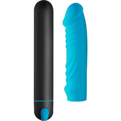 [AG625] BANG! XL BULLET & RIBBED SILICONE SLEEVE - Azul